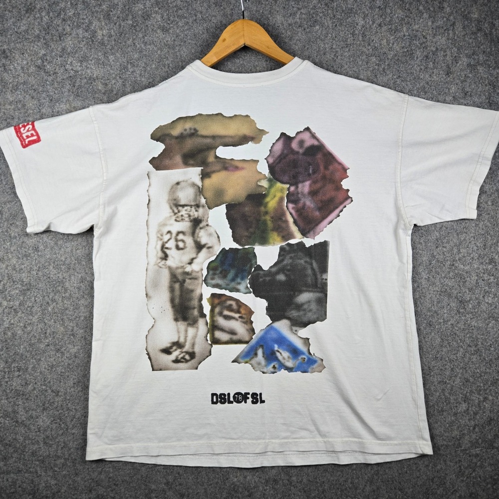 Diesel Graphic T-Shirt Mens XL White Airbrush Collage Art Print Streetwear Y2K - Picture 2 of 13